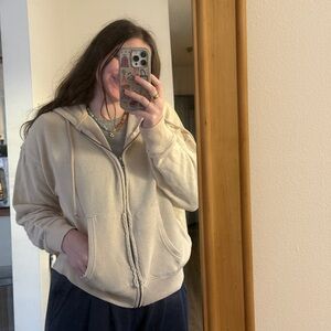 AE Women's Cream Zip Up Hoodie